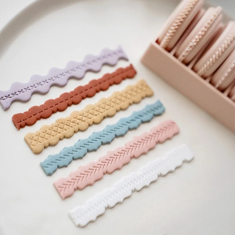 6pcs Polymer Clay Lace Texture Rolling Wheel Mold Set Handmade Embossing Roller DIY Handicraft Earring Bracelet Craft Tool