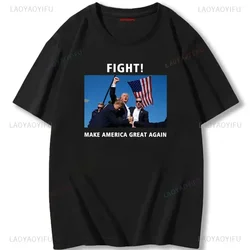 Stand with Trump Printed T-shirt The Return Make America Great Again Tshirt Trump 2024 Shirt Woman Man Cotton Outdoors Tops Tee