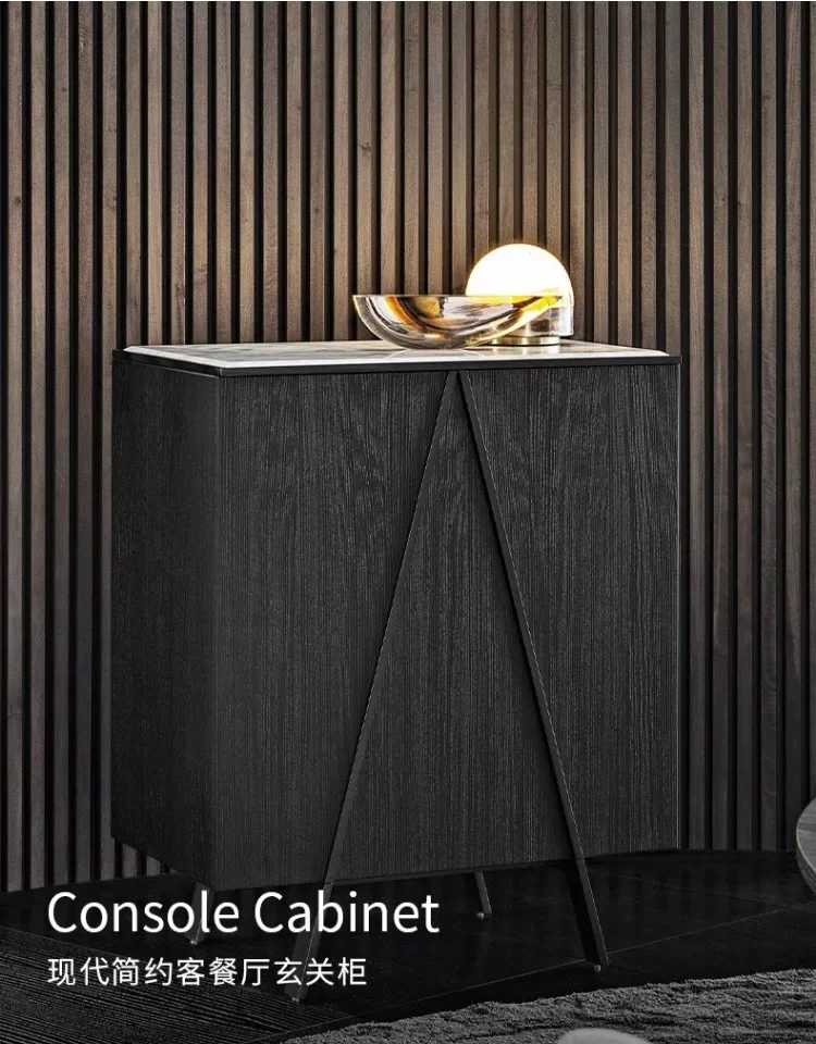 A Italian minimalist   living room household marble storage locker, light luxury, high-grade solid wood floor-to-ceiling