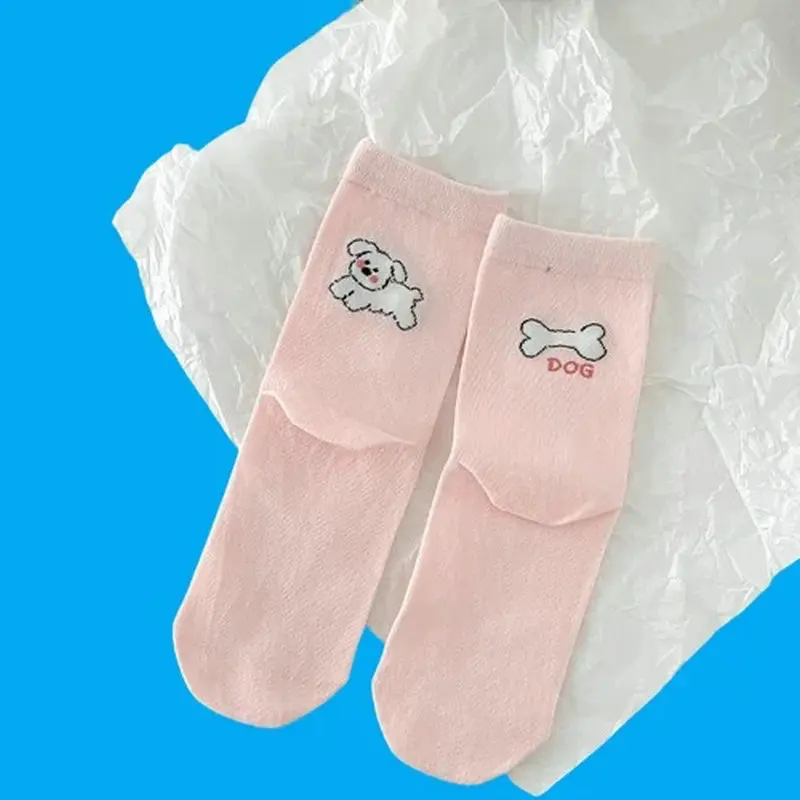 3/6 Pairs Women Spring and Summer Thin Short Personality Internet Celebrity Cotton Socks Ins Mid-tube Socks Cute Girls Socks