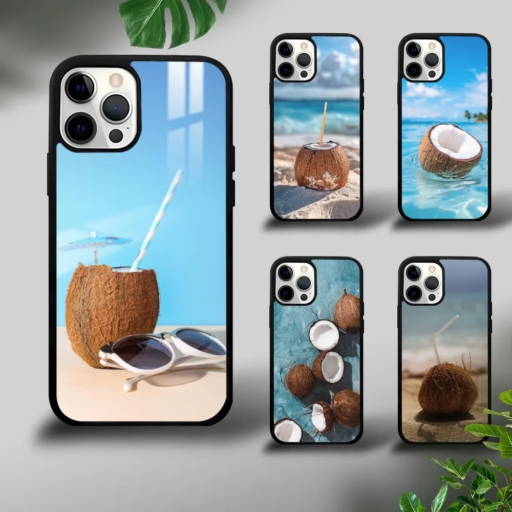 Hawaiian holiday coconut Phone Case For iPhone 16 15 14 13 12 11 Pro Xs Max Mini Plus Celulares Hard Funda