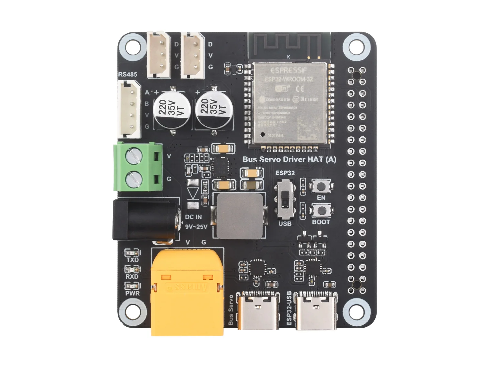 Serial Bus Servo Driver HAT, Integrates ESP32 and Servo Control Circuit, Suitable for ST / RSBL Series Serial Bus Servos