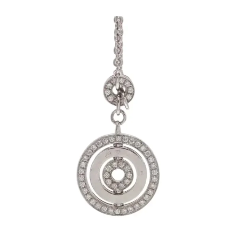 

Platinum necklace with double rotating disc pendant, fully pavé set with diamonds