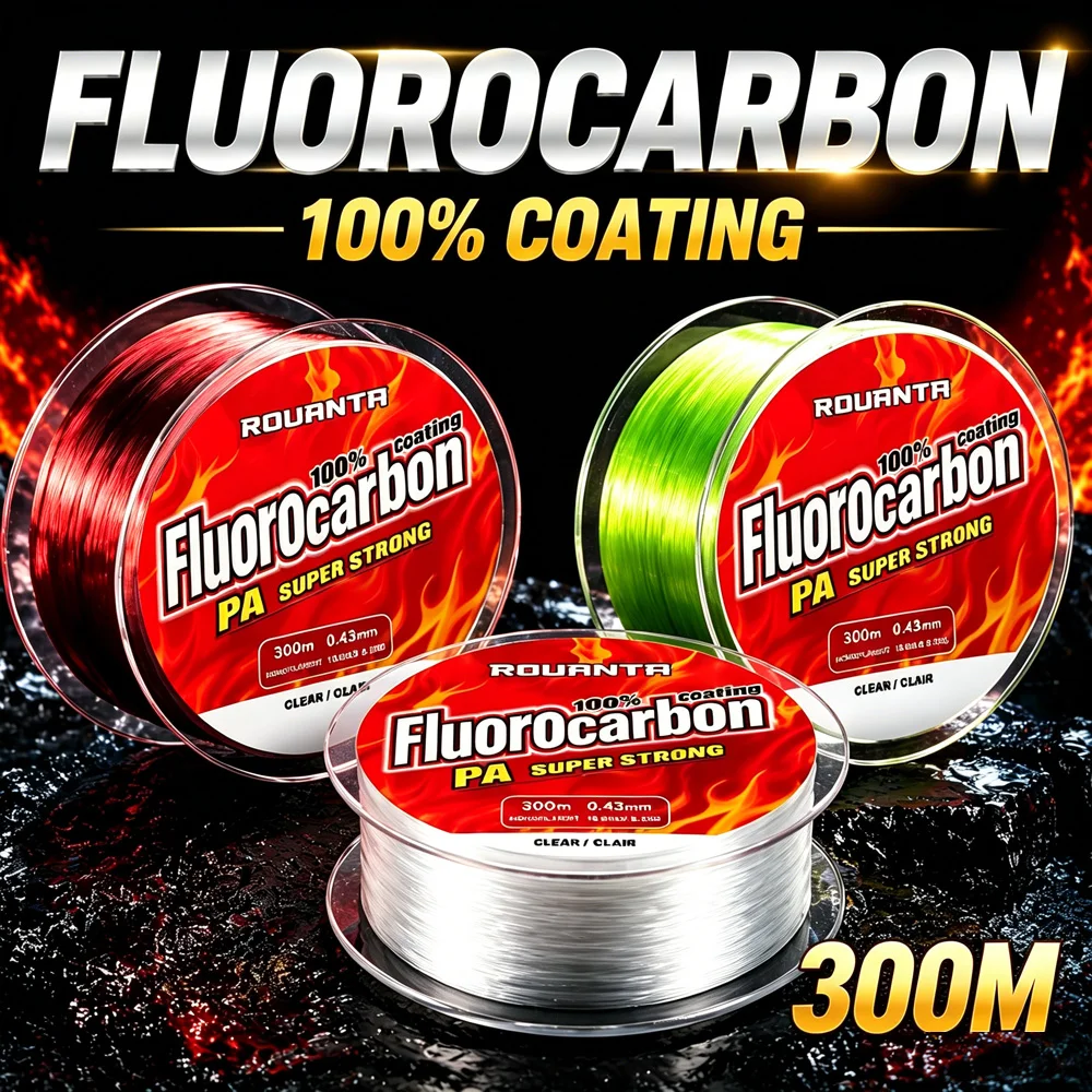 ROUANTA 300M 100% Fluorocarbon-beschichtete Angelschnur PA Superstark Klare Monofilament Schnell Sinkende Abriebfeste Angelschnur – Detail 1