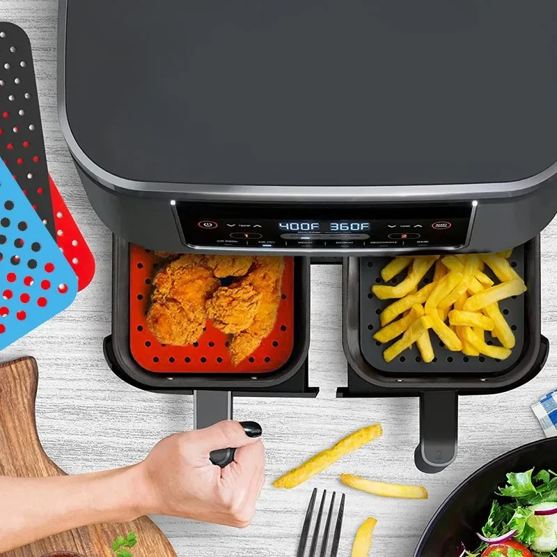 シリコンフライヤーライナー,焦げ付き防止,調理用インナーライナー,キッチンアクセサリー,正方形,1ユニット