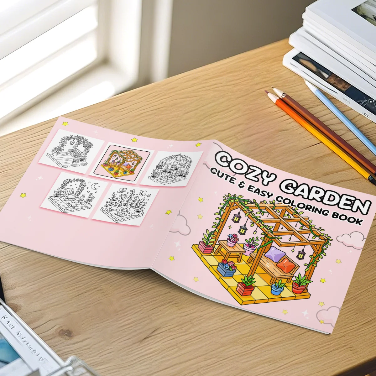 Cozy Garden Adult Coloring Book Cute Simple Easy Patterns Stress Relief Relaxation Drawing Art Book Ideal Gift for Birthday Part