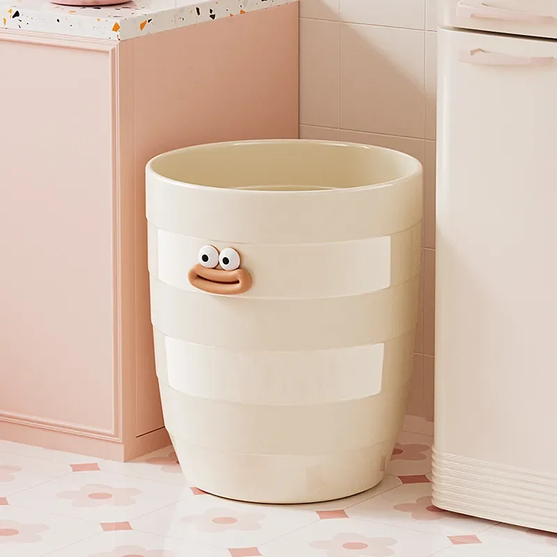 for Cream Wind Household Trash Can Large Capacity Cartoon Premium Plastic Storage Bucket for Bedroom Living Room Kitchen