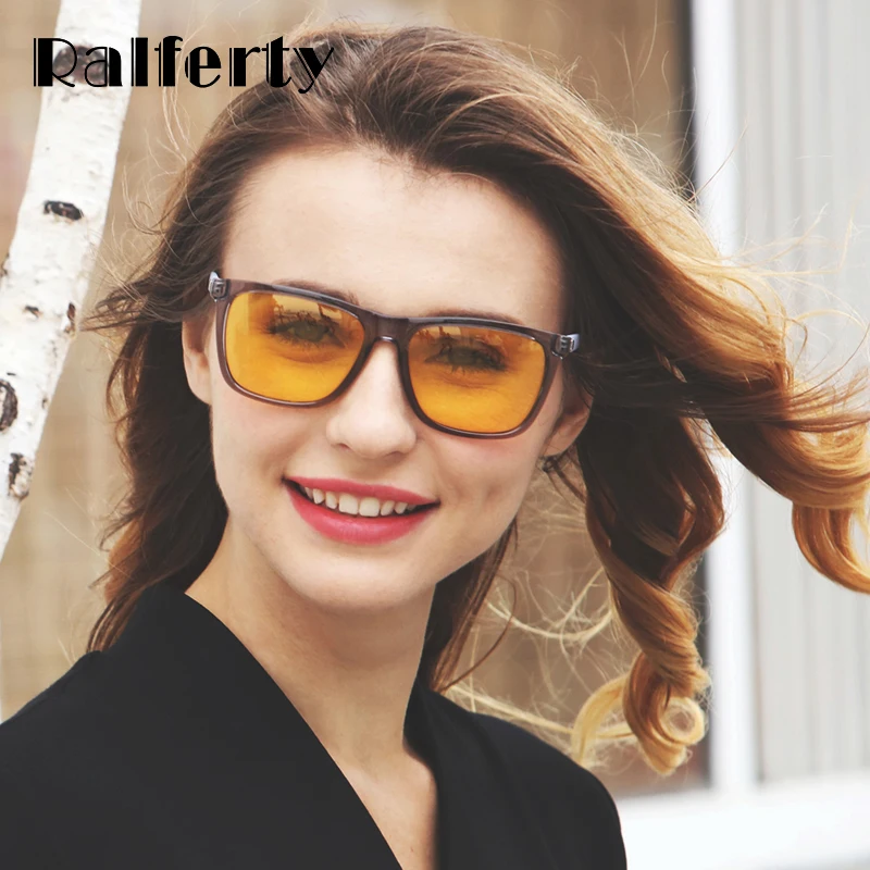 Ralferty Night Vision Glasses Male Anti-glare Polarized Sunglasses Men Women Driving Glasses Yellow Driver Eyewear Square K7031
