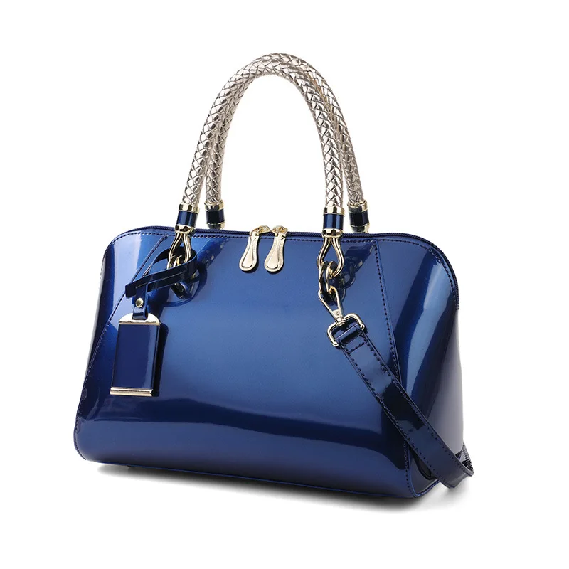 

Fashion High End New Blue Red Black Beige Pink Bags for Women Sac De Luxe Femme Luxury Designer Handbag Shiny Leather Boston Bag