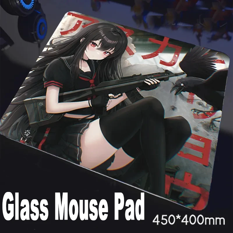 

Anime Girl Secondary Yuan Glass Gaming Mouse Pad XS Smooth Frosted Surface Desk Mat Tempered Upgrade FPS Office Accessories Pad