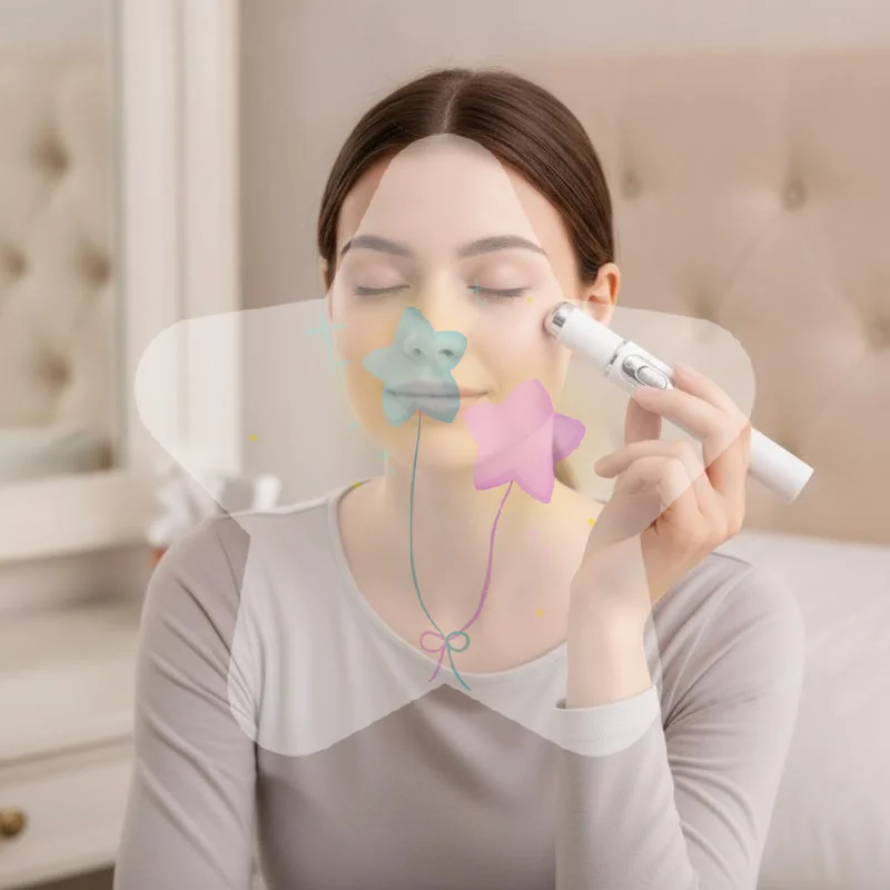 Battery Operated White Blue Light Eye Massage Pen Lightweight Facial Beauty Care Tool for Trip Skincare Use