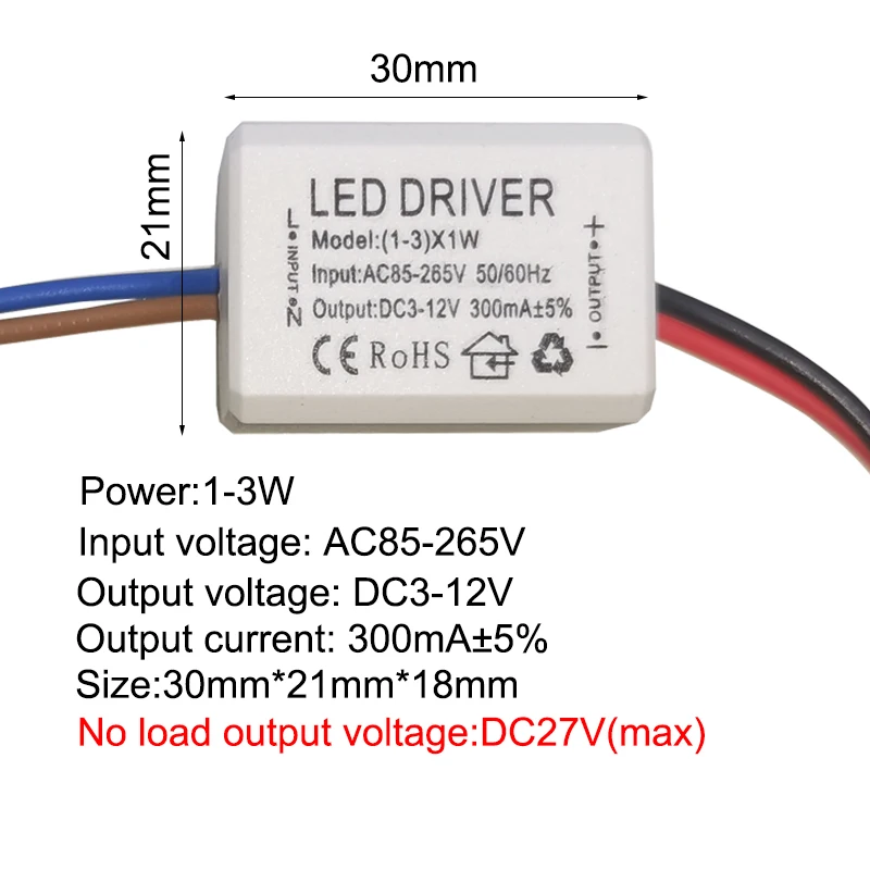 定電流LED電源モジュール,変圧器,AC85-265V, 1w,3w,4w,7w,8w,12w,15w,20w,18w 24w、25w、36w、300ma