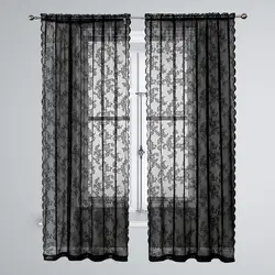 Lace Curtain Airy Sunscreen Thin Dustproof Washable Decorative Tear Resistant Floral Patterned Black Lace Sheer Curtain For Home