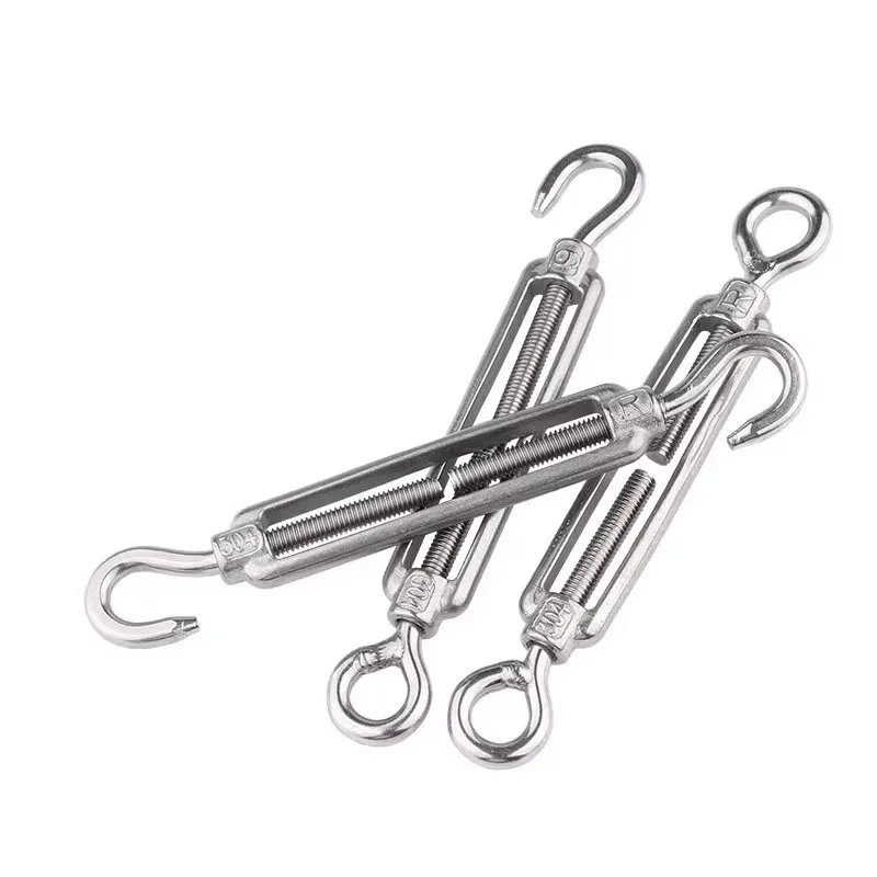 1Pcs M4 M5 M6 M8 M10-M16 Stainless Steel 304 Adjust Chain Rigging Hooks & Eye Turnbuckle Wire Rope Tension Device Line Oc Type
