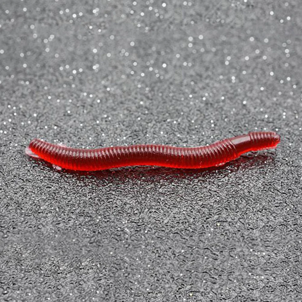 150 Pcs Fishing Worms Artificial Bait Lifelike Elasticity Earthworms for Sale Red