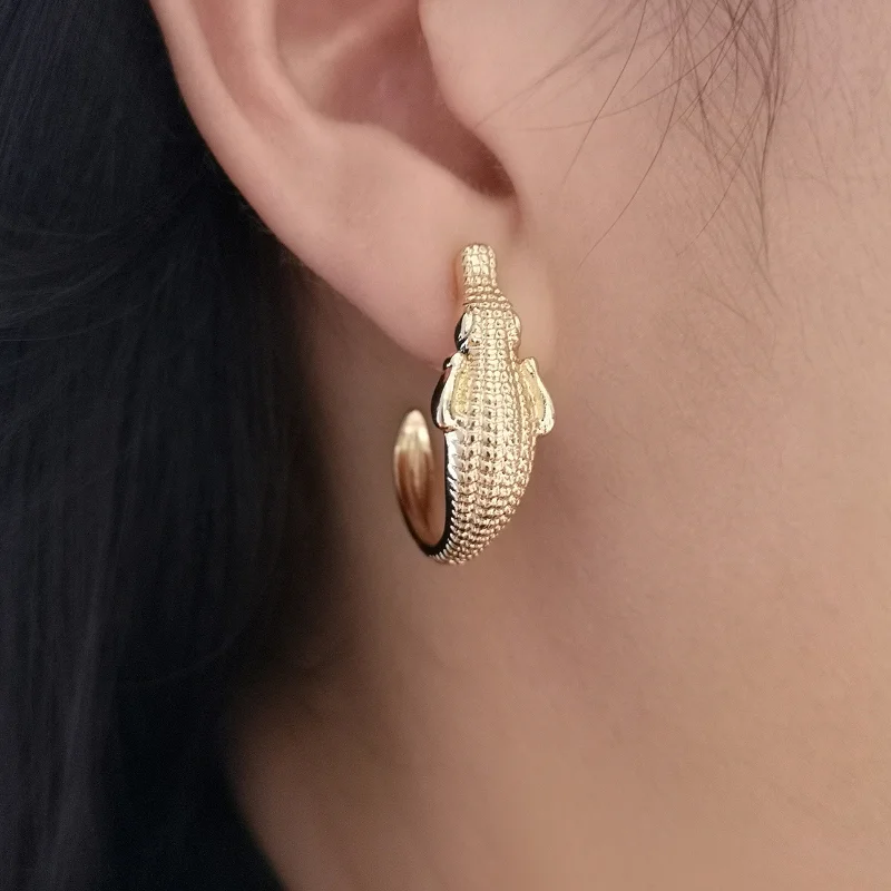 Creative Alloy Crocodile Alligator Earrings For Women Punk Style Animal Earrings Fashion Jewelry Gifts