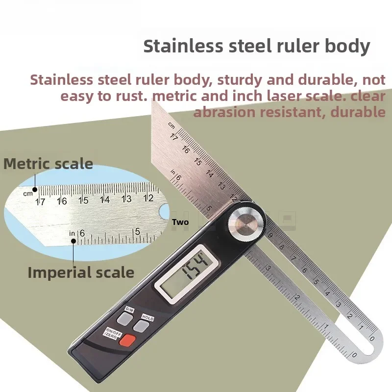 Utility Digital Display Angle Ruler Meter Movable Angle Protractor Universal Ruler Horizontal Ruler Protractor Scribing