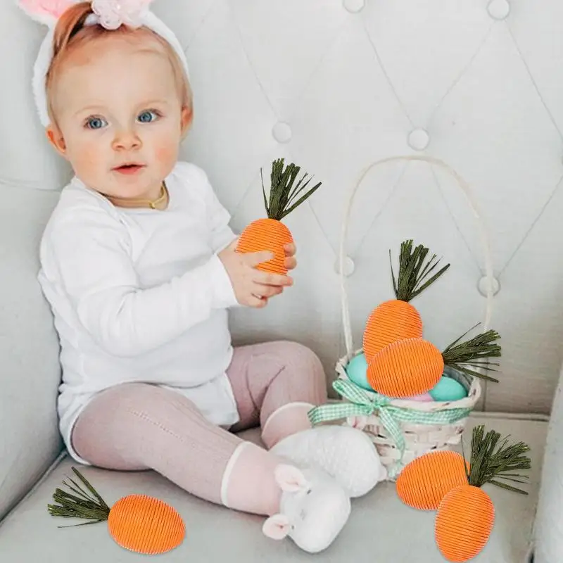 6pc Easter Carrot Ornaments 2025 Spring Easter Party Home Decor Kids Birthday Gift Artificial Carrot Vegetables Table Centerpies