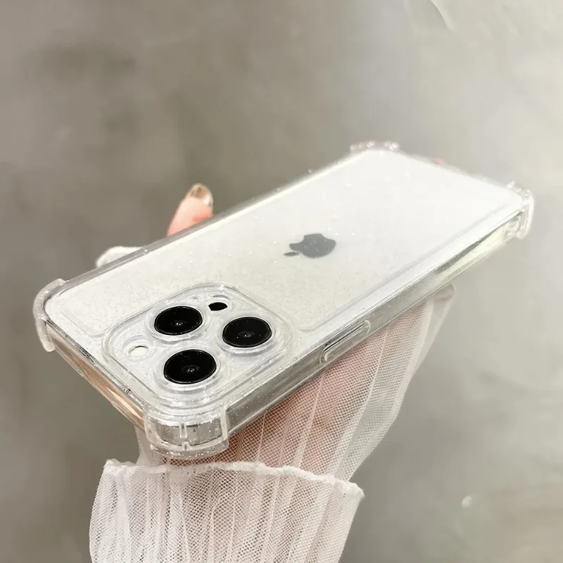 Glitter Bling Clear Case for iPhone 17 Pro Max 16 15 14 13 12 11 Pro Max 16 PLUS 17 Air Silicone Soft Transparent Bumper Cover - náhled 4