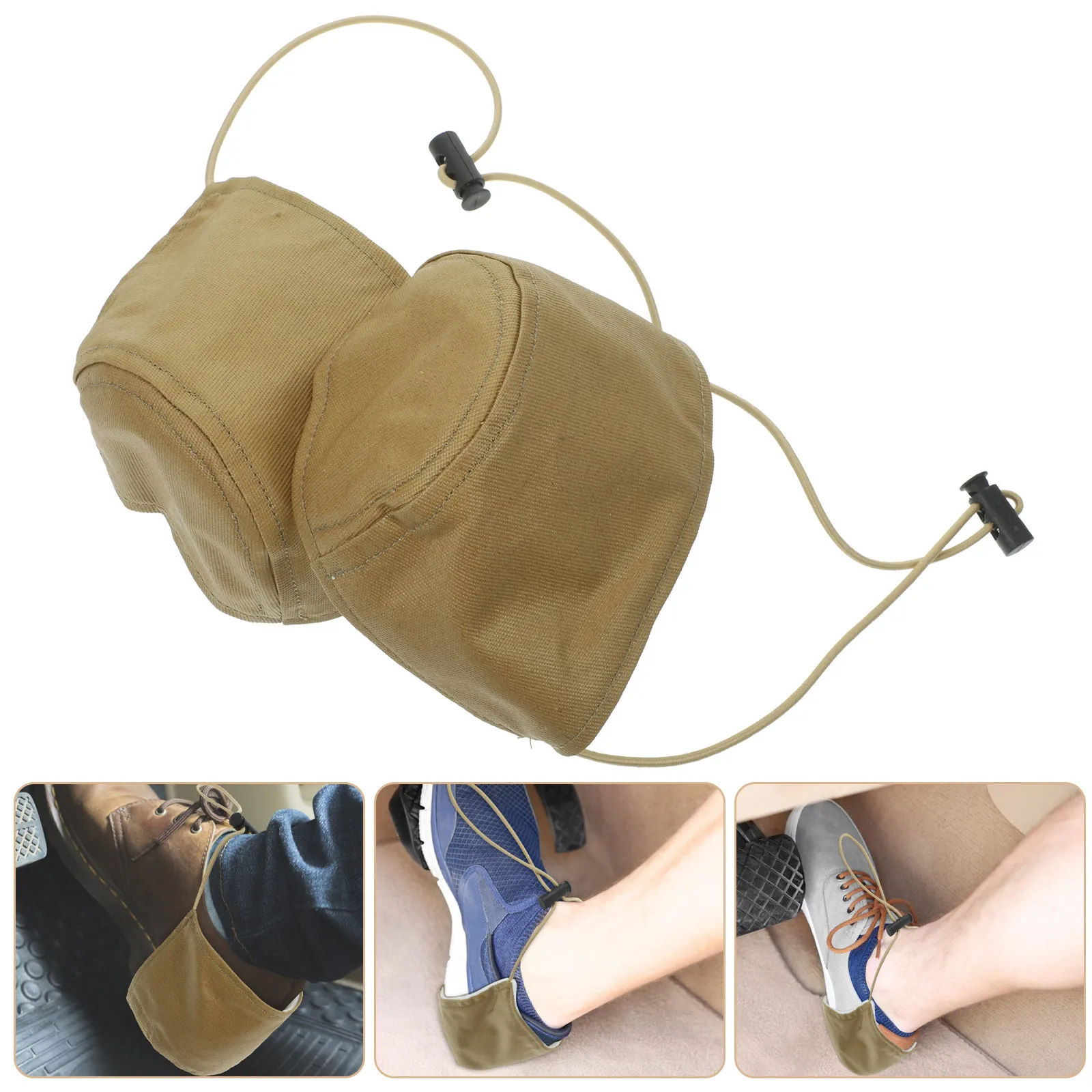 

2Pcs Car Driving Foot Cover Heavy Duty Heel Protector Wear Resistant Shoe Sleeve Brake Throttle Guard Khaki Driving Shoe Cover