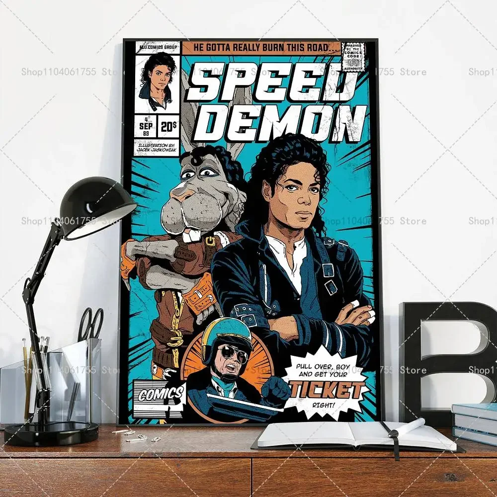 Poster mit beliebtem Sänger M-Michael Dancer J-Jackson Classics, selbstklebender, wasserfester Kunstpapier-Aufkleber für die Wanddekoration im Zimmer – Detail 11