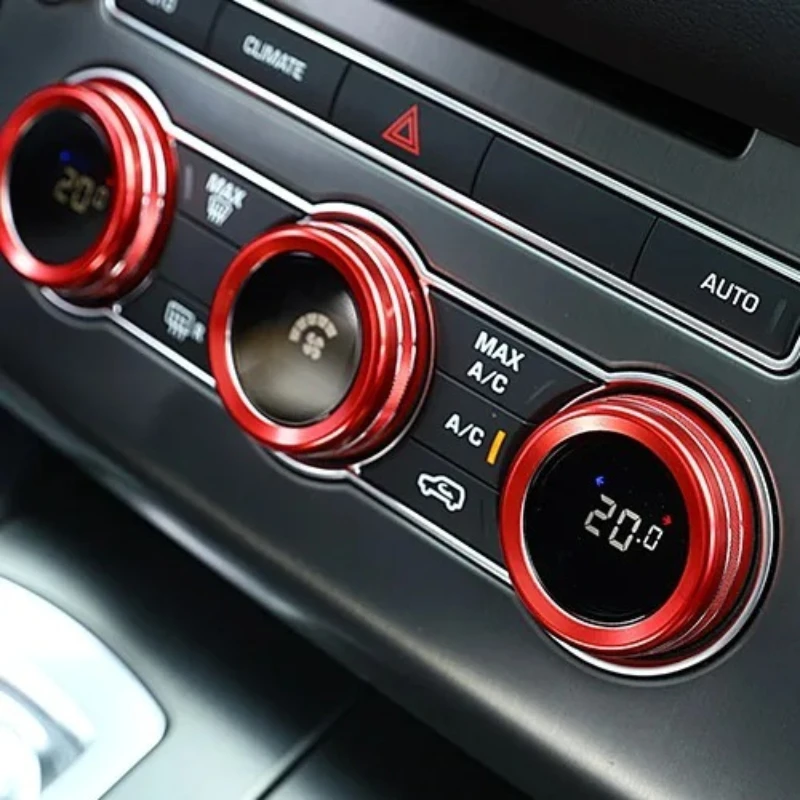 Aluminum AC Audio Knob Ring Trim Interior Mod Parts For Land Rover Range Rover Sport Vogue Autobiography 2014 2017