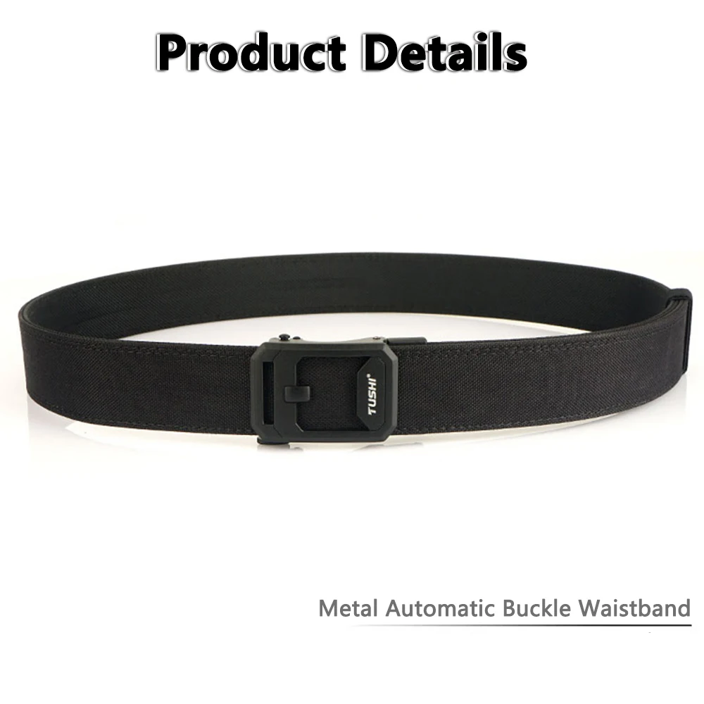 TUSHI Harter taktischer Gürtel für Herren, robustes Nylon-Metall, automatische Schnalle, Polizistuty, Militärgürtel, Outdoor-Gürtel, IPSC-Zubehör – Detail 7