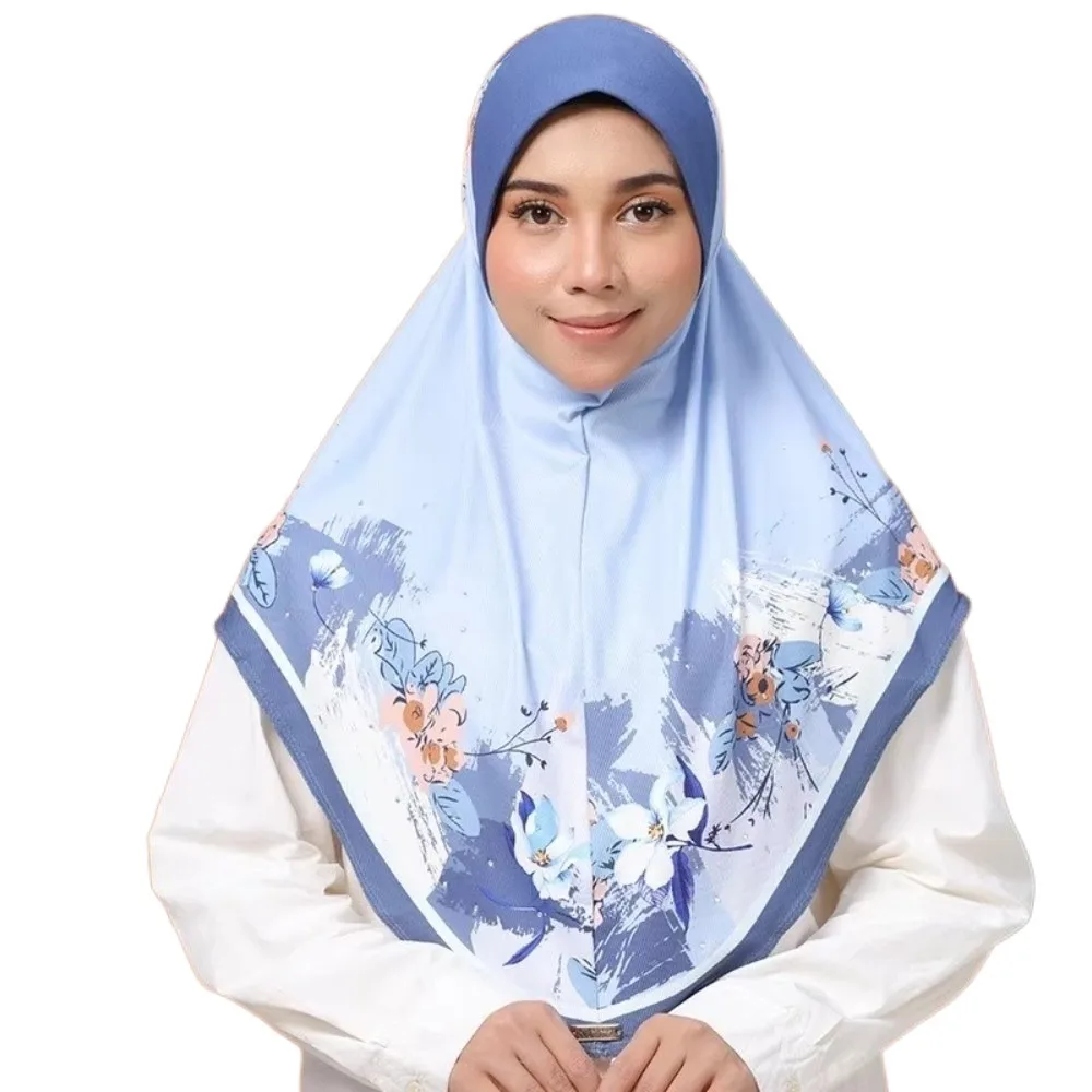 

Elegant Flower Eid Al-Fitr Long Floral Turban Chiffon Adjustable Printed Arab Lady Headscarf Elastic Hijab Head Wrap Women
