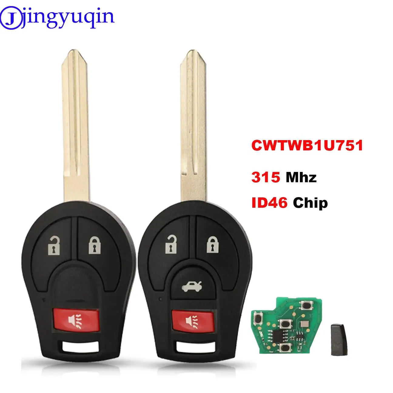 

jingyuqin 3/4 B ASK 315MHZ New Remote Key For Nissan Oem Factory Keyless Entry 46 Chip Fob Transmitter For CWTWB1U751 H0561