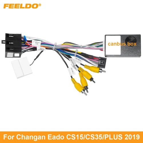 FEELDO-Adaptador de Cable de alimentación de Radio Android para coche, accesorio con caja Canbus para Changan Eado CS15/CS35/PLUS (2019), arnés de cableado de Audio, 16 pines