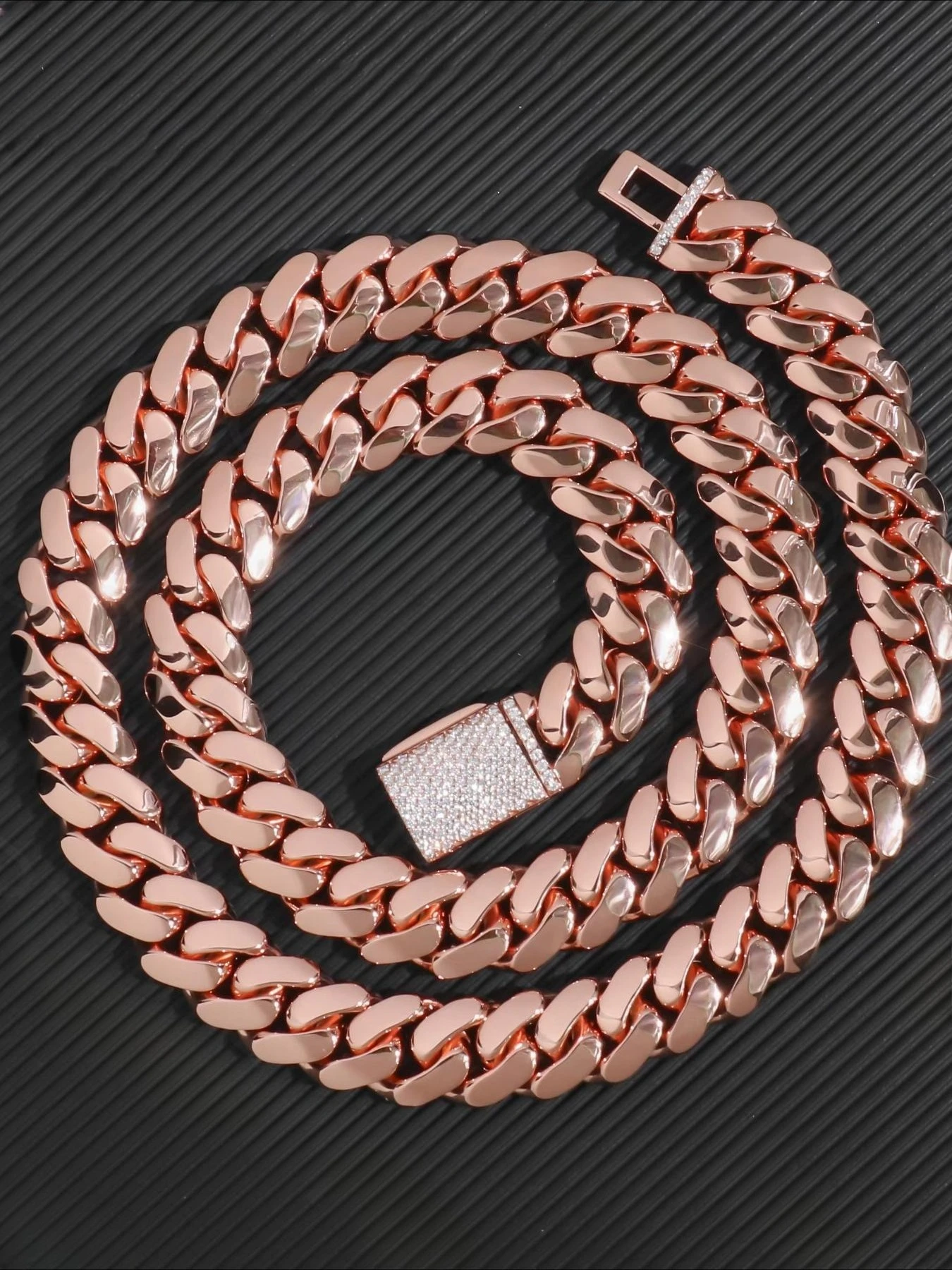 22Mm, Hip-hop Rap Style, Luxury Custom Diamond-encrusted Flip Buckle, Miami Cuban Chain, Men's Exclusive, Top Craftsmanship