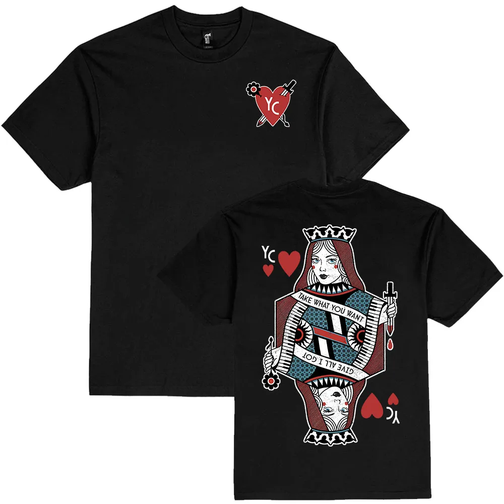 

Queen of Hearts T-Shirt YELLOWCARD Rock Band Heavy Mental Tshirts Streetwear Hip Hop Unisex Cotton Short Sleeve Male T Shirt Top