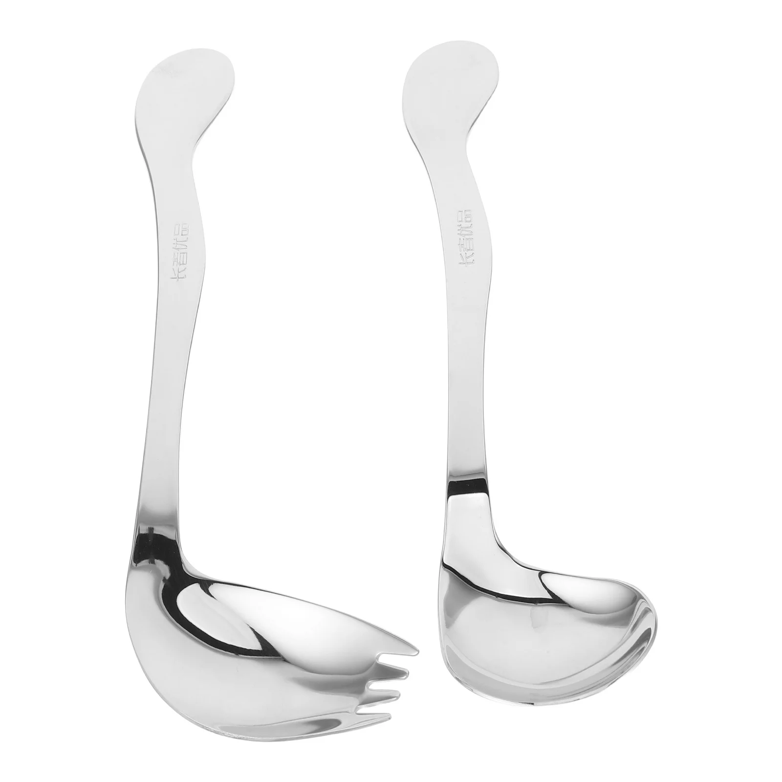 

2Pcs Curved Handle Spoon Angled Fork Set for Elderly Self Feeding Support Disabled Patient Dining Aid Non-Slip Grip Stainless