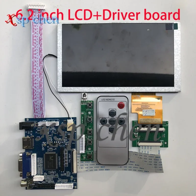 6.2 inch LCD screen CLAA062LA02 CW HDMI VGA 2AV 50pin to 60pin driver board TTL LVDS controller board