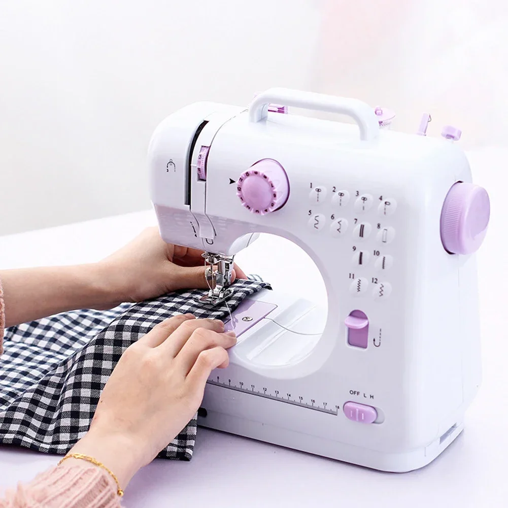 Portable Sewing Machine for Beginners Mini Electric Household Crafting Mending Overlock with 12 Stitches Presser Foot Pedal