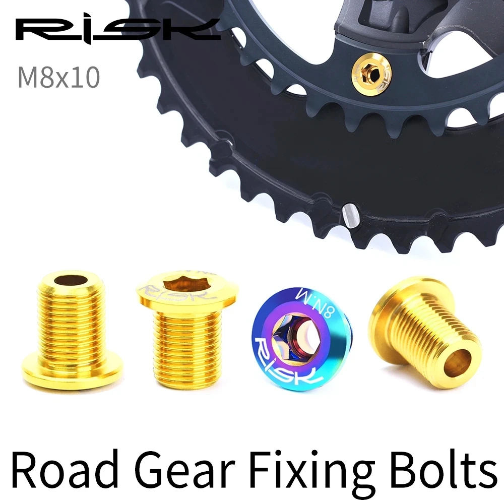 RISK Road Bike Parts M8x10 For Shimano 105/UT6800/R8000/DA9000/R9100 Crank Set Plate Nail Titanium Alloy Fixing Bolt Nut Screw