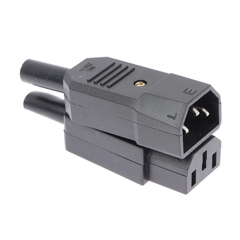 AC 3Pin Soquete Cabo Reto Conector C13 C14 10A 250V Plugue Macho Fêmea