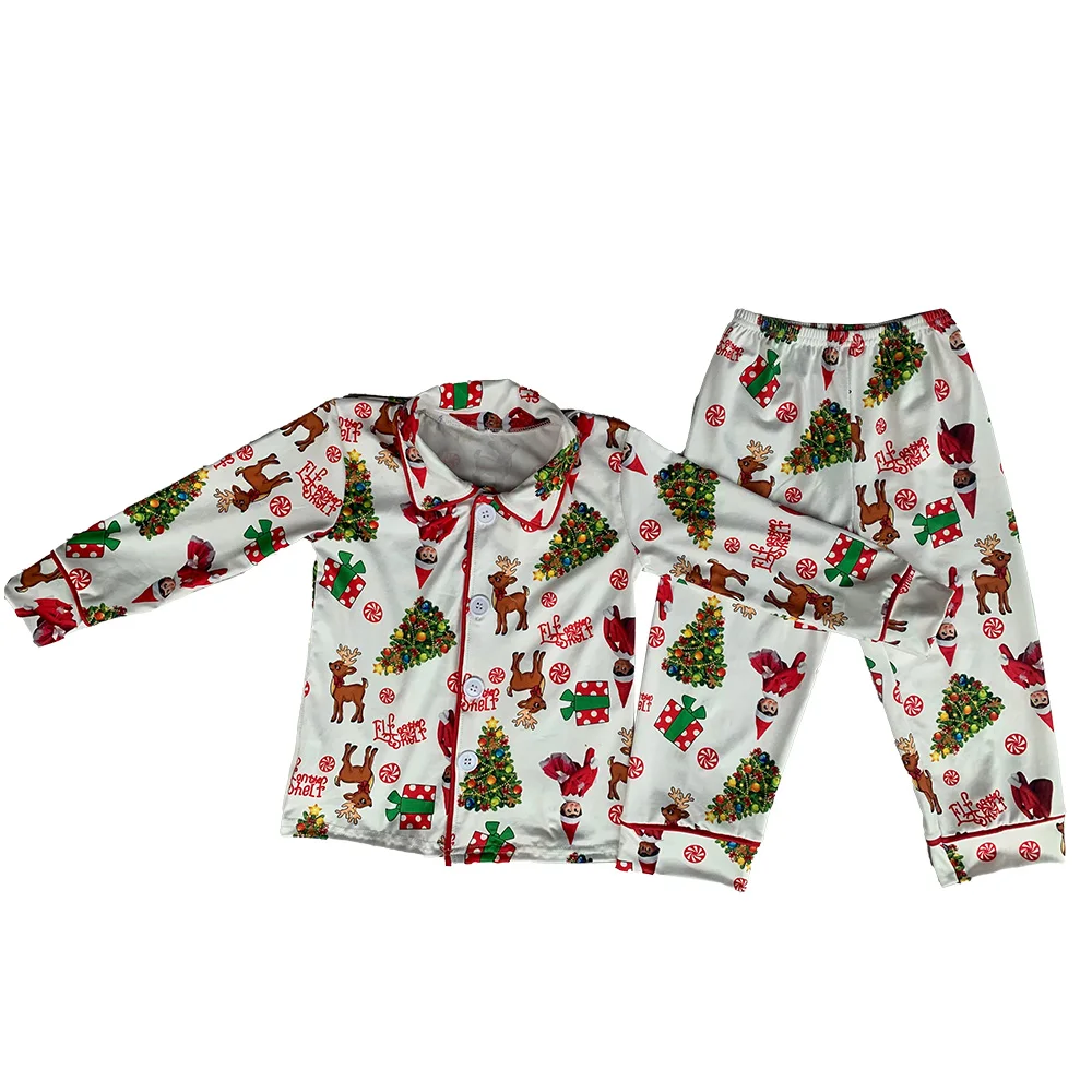 Hot new design pajamas set for boys and girls with Christmas pattern long sleeve pants Two sibling sets