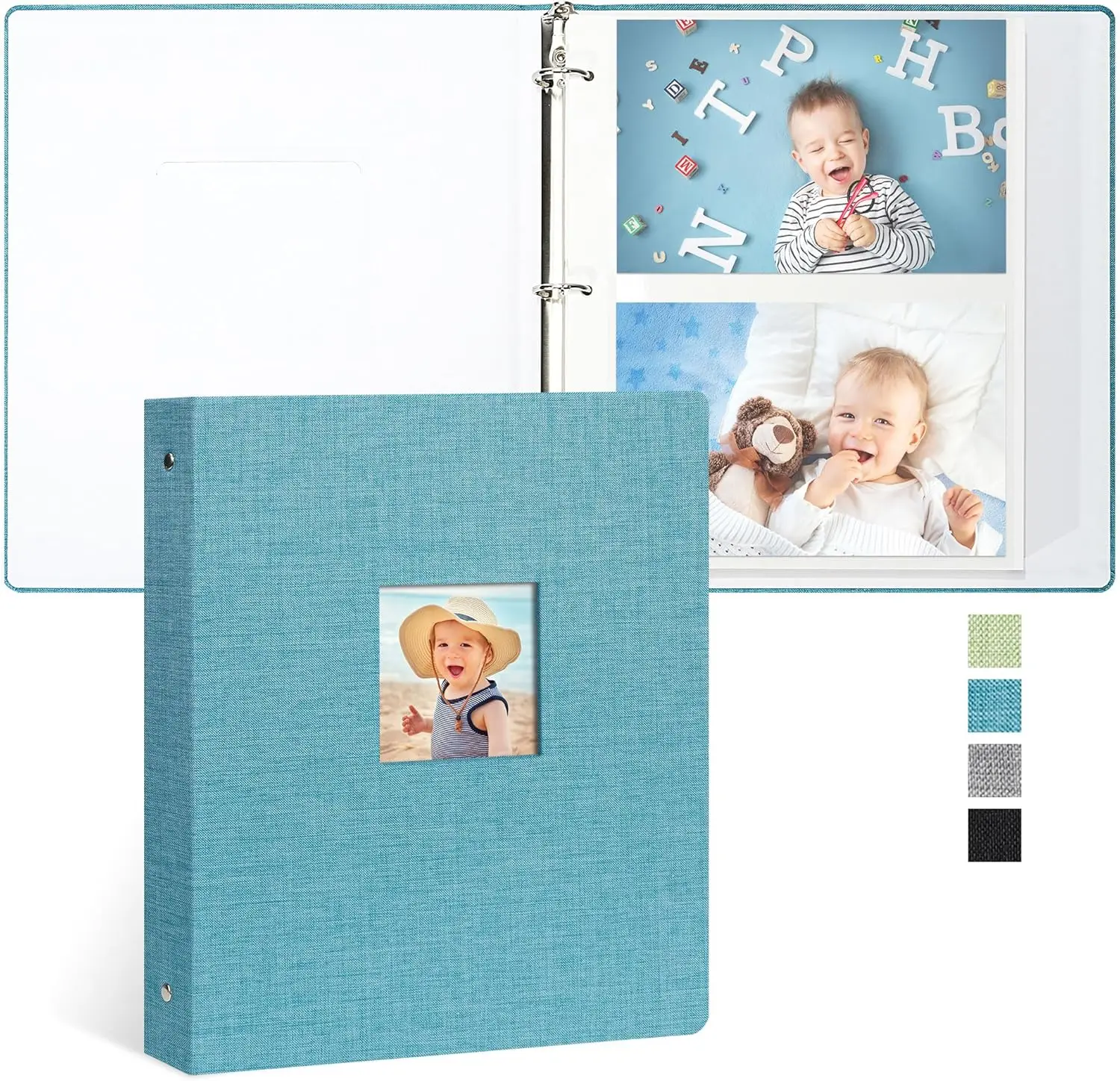 

Photo Album Self Adhesive 3 Ring Binder Photo Albums, Linen Cover Scrapbook Album, Photo Album Book with Sticky Pages Fi