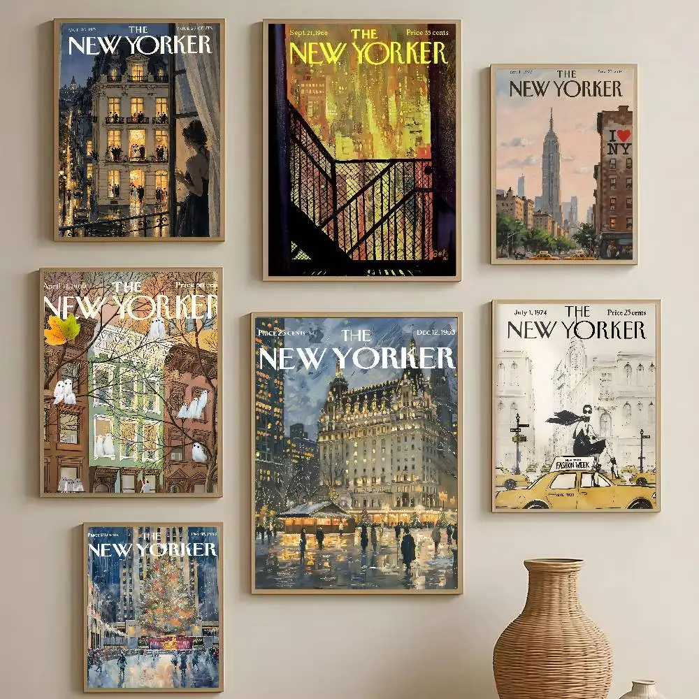 Magazine Retro The N-New Y-YorkerS Poster Waterproof Wall Art Sticker For Bar Living Room Vintage Decor High Quality Print