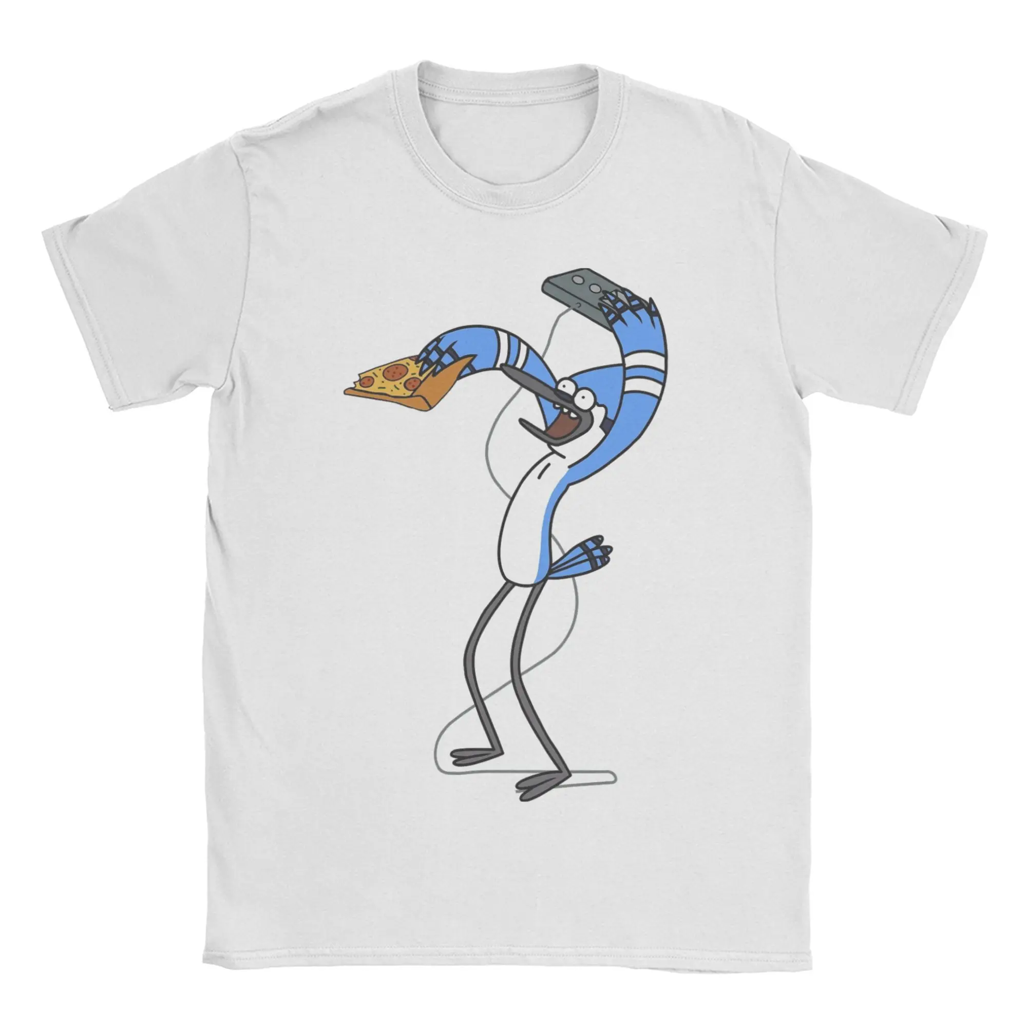 Mordecai Pizza & Video Game Men Women T Shirt Regular Show Tee Shirt Short Sleeve Crewneck T-Shirts Pure Cotton Summer Clothing
