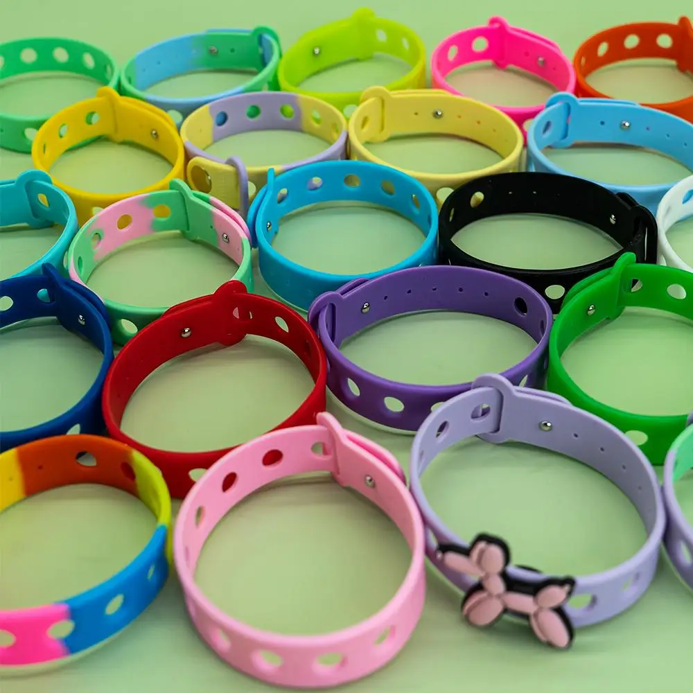 300pcs Silicone Wristband Colorful Bracelets fit Shoe Charms Decoration Wrist Strap fit Women Men kIds Wristband Pendant