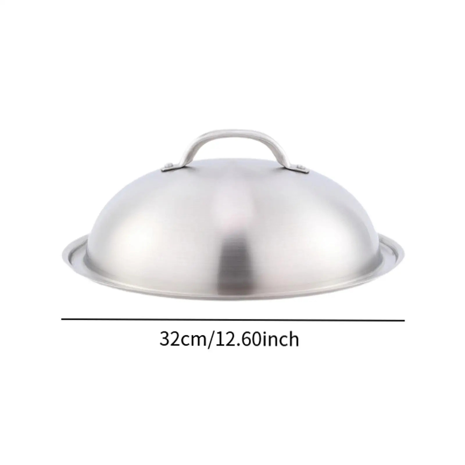 Round Basting Cover Grill Domes Cover with Handle Stainless Steel Universal Steaming Cover for Flat Top BBQ Burgers Kitchen