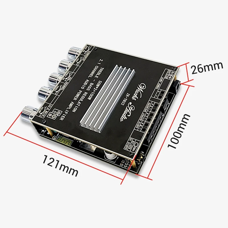 ZK-TB22 2.1 Channel Bluetooth 5.1 Amplifier Board With DIY Case+DC Cable TPA3116D2 Tweeter Subwoofer Adjustment