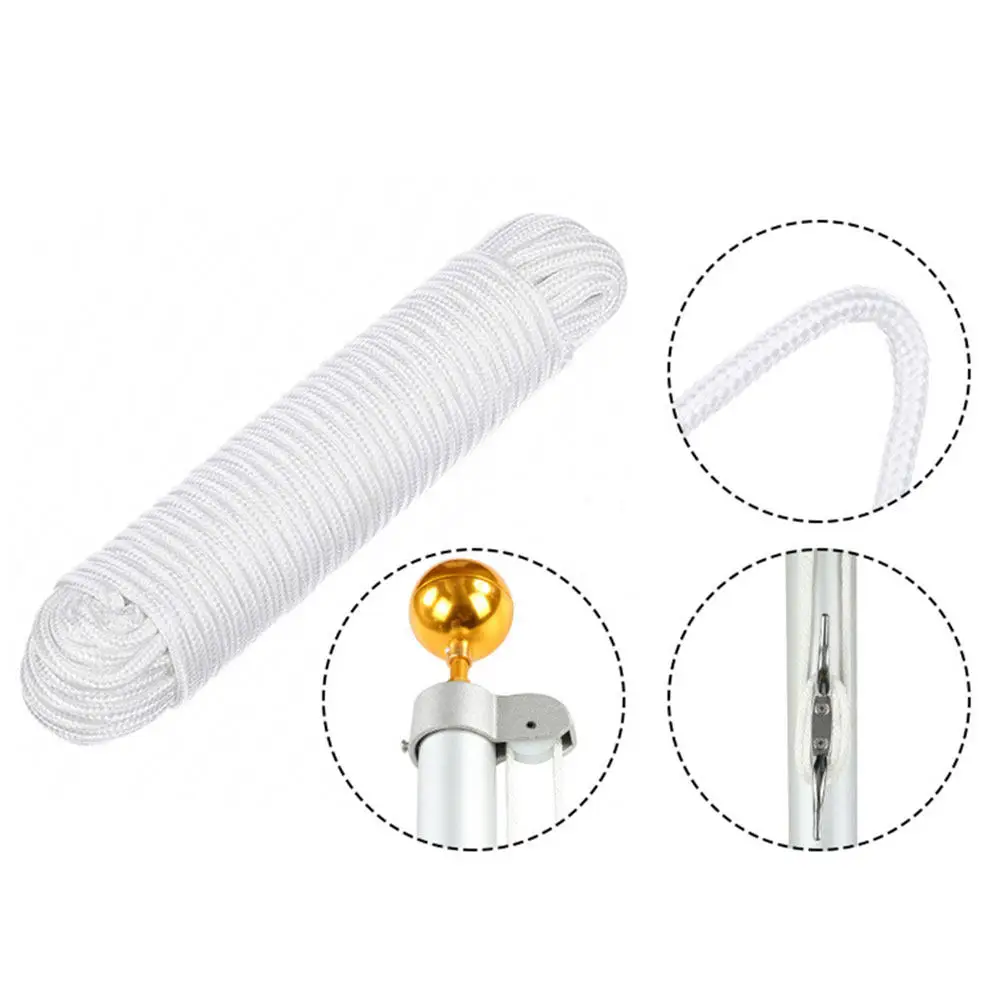 Cuerda de Nylon Resistente de 11.5m y 6mm para Asta de Bandera, Trenzada de 12 Hilos, Resistente a la Intemperie y Rayos UV, para Reemplazo de Ropa de Bandera Exterior