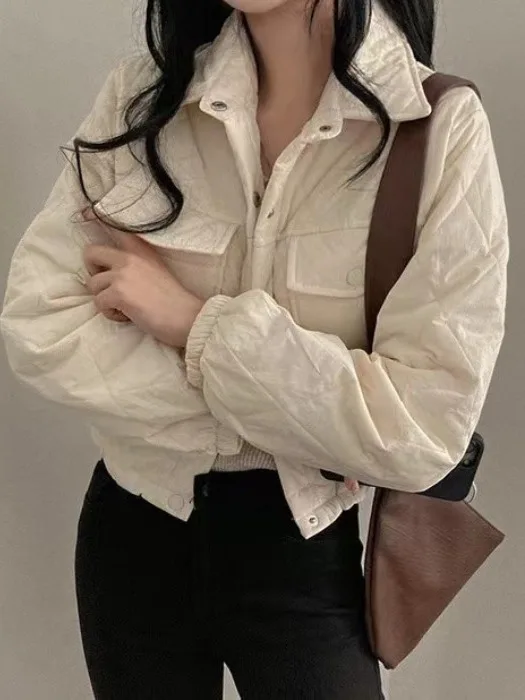 Chic Retro ort Cotton Jaet Women's Hong Kong Sle Dstring Buttoned Waist Loose Collar Long Sve Trendy Outerwear