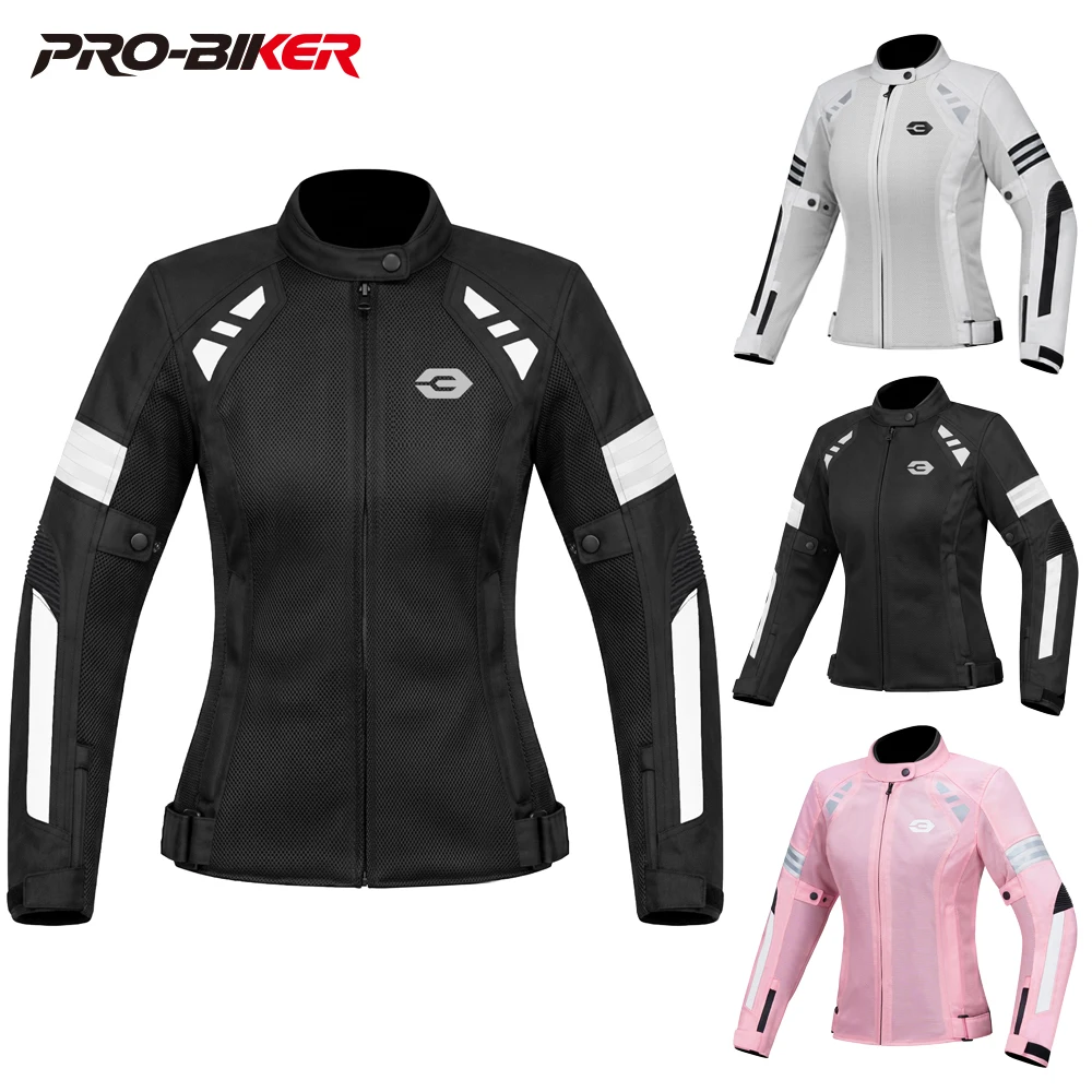 Women's Motorcycle Jacket Breathable Lightweight Motorbike Riding Jacket With Protective Gear Anti-Fall Motocross Clothing S-2XL