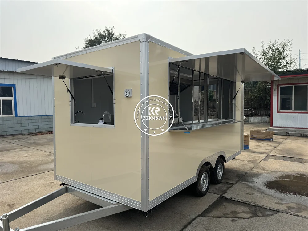 Hamburgertruck Mobiele barbecue-ijskar Mobiele keuken Voedselaanhangwagen Volledig uitgeruste Amerikaanse standaard mobiele fastfoodwagen
