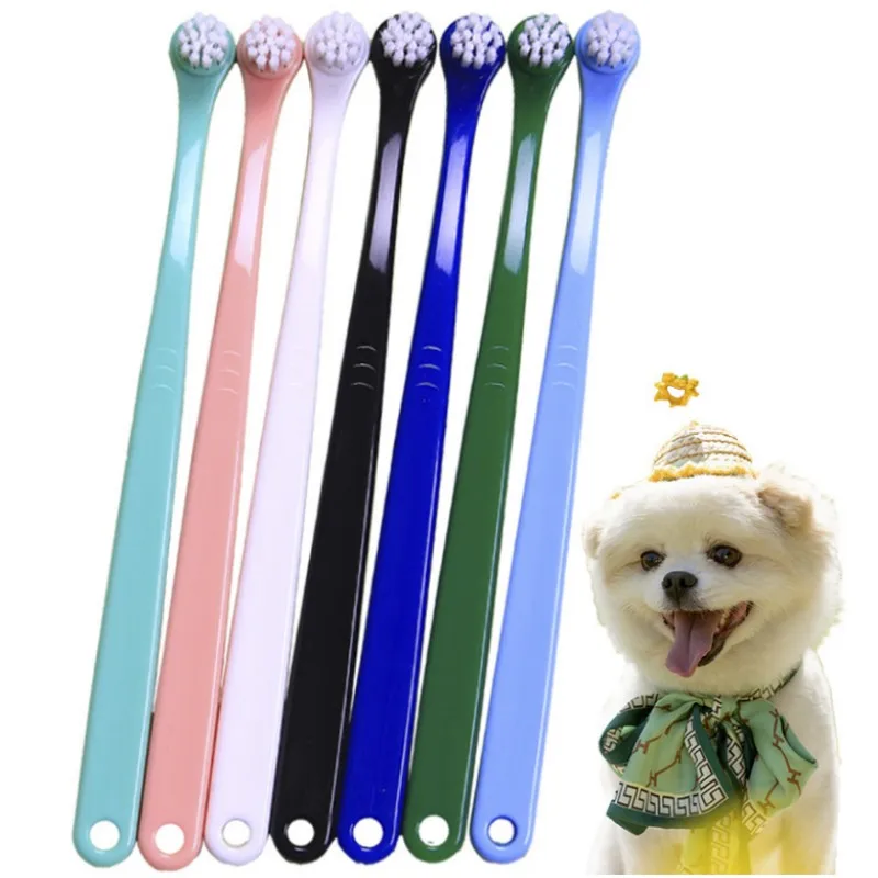 Dog Toothbrush Small Head Pet Toothbrush 2PC Set Dog Teeth Cleaning Oral Care Puppy Toothbrushes Long Handle Cat Teethbrush Suit