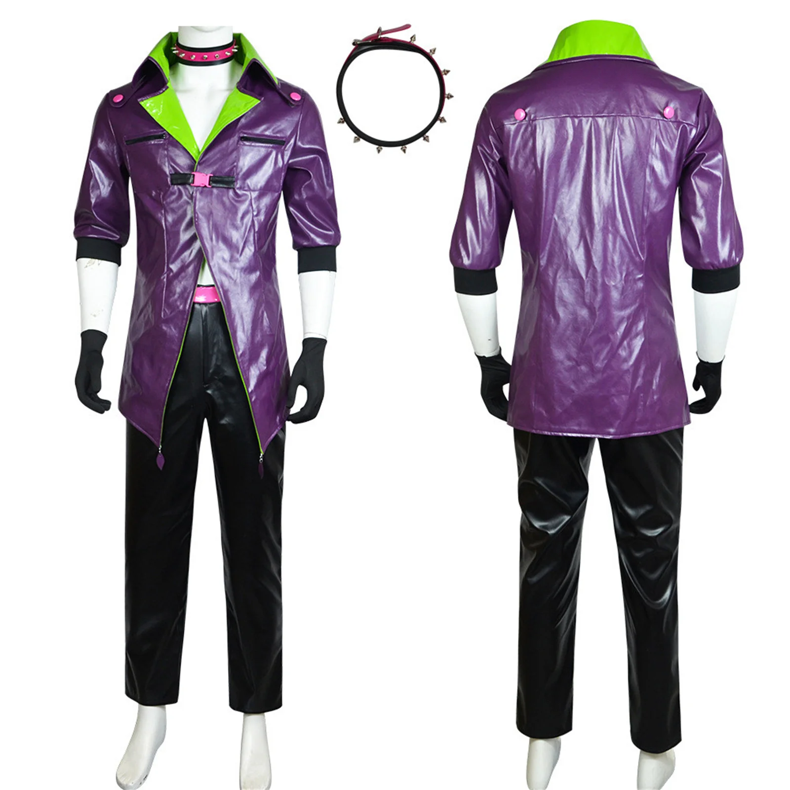 

Men Cosplay Costume Clown Super Villain Purple Long Trench Coat Jacket for Adult Male Outfits Halloween Carnival Suit